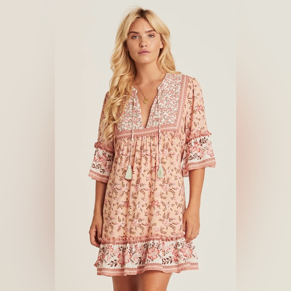 Floral Boho Dress with Tassels